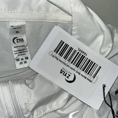 Zyia NWT Size XL White - Marble Print Packable Mesh Jacket & Shoulder Bag