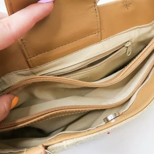 Vintage 90s Beach Summer Applique Purse Tan