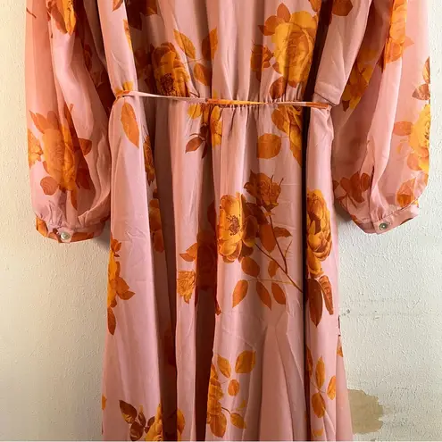 City Chic Dress Rose Floral Print V-Neck Long Sleeve A-Line Maxi Dress Sz 20 NWT
