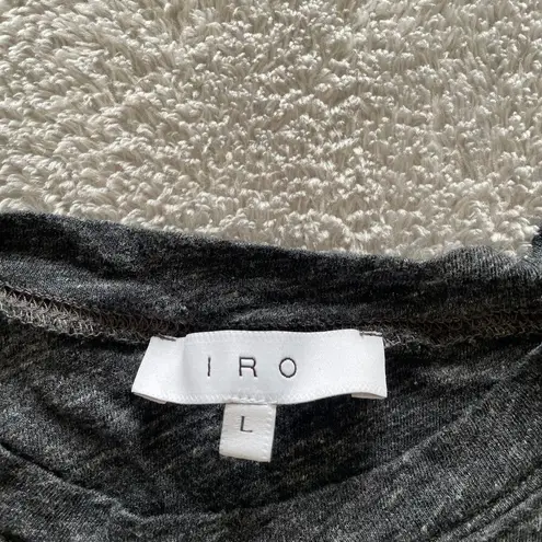 IRO Tunic Dress Womens Large Grey Nanton Flutter Sleeve Mini Bodycon Ruched