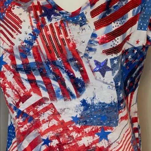 Women’s Onque Casuals Patriotic Top Size PXL perfect for July 4th celebration