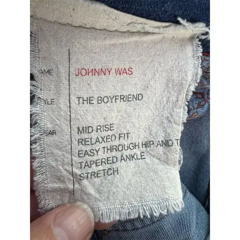 Johnny Was Women's Boyfriend Jeans Size 29 Blue Mid Rise Relaxed Fit