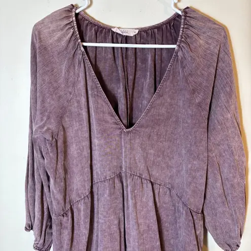 TALULAH Purple Tiered Dress Long Sleeve V Neck Casual Cotton Size Medium
