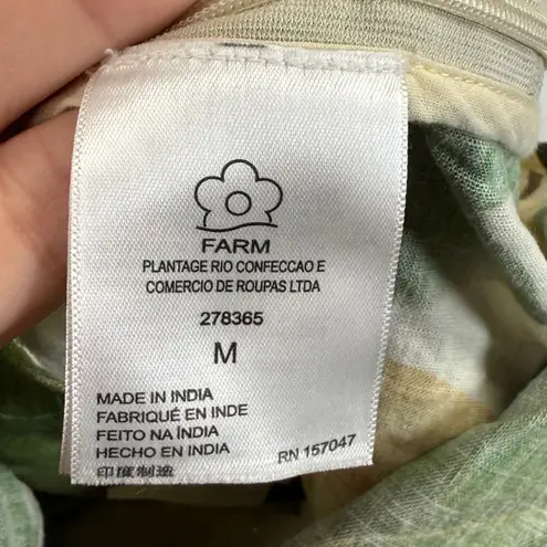 FARM Anthropologie Floral Print Cut Out Romper Size M Green Yellow Calla Lily Size M