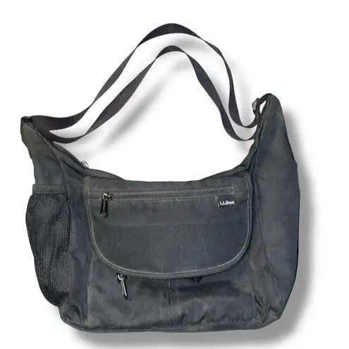 LL Bean Shoulder Purse Tote Nylon Full Zip Strap Crossbody Bag Handbag Vintage Black