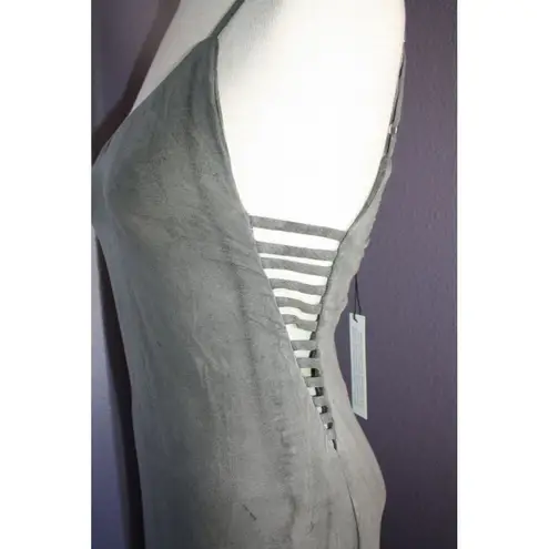 Gypsy 05 NWT Sand Gray Deep V Bamboo Side Strap Detail Maxi Dress S $187