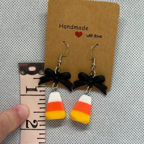 Handmade Bow Candy Corn Earrings Black