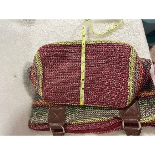 The Sak Crochet Multi Colored Stripes Boho Shoulder Bag Purse