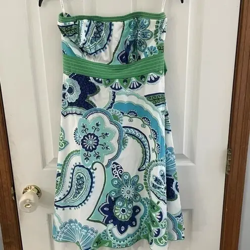 My Michelle  Strapless Dress Paisley Tulle Green White juniors Size 9 flowers