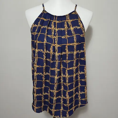 Alice Blue Stitch Fix navy baroque chain print satin tank size medium