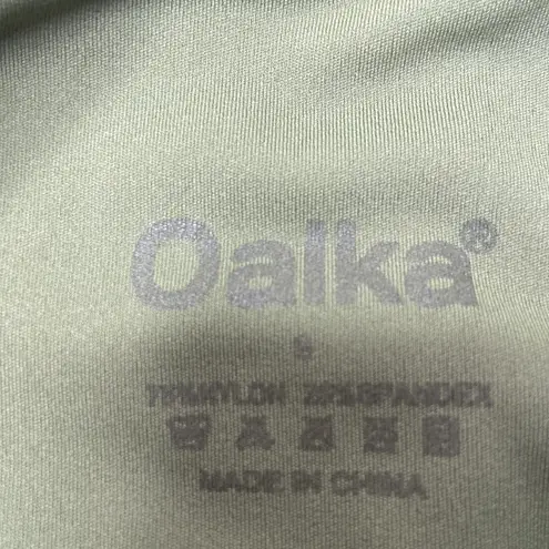 Oalka Activewear Women’s Green High Waisted Side Pocket Biker Shorts Size Small