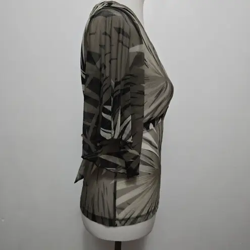 NY&Co Sheer Mesh Babydoll Small Top – Y2K Whimsigoth Tropical Fairycore Nylon Black