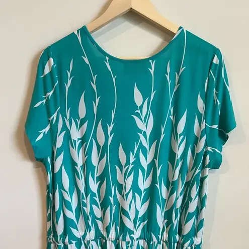 Bob Mackie Wearable Art Midi Dress Women L Liquid Knit Green Leaf Spring Relaxed