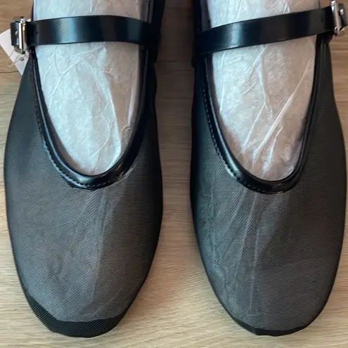 H&M Black Mary Jane Mesh Ballet Flat sz 9 balletcore