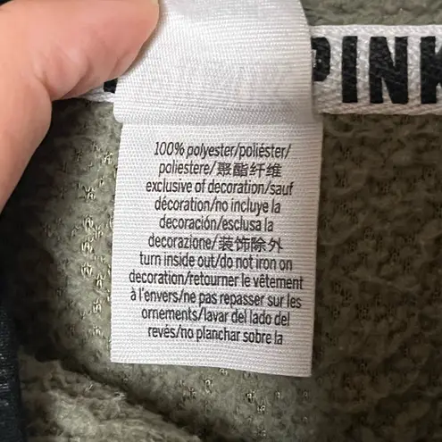 PINK - Victoria's Secret Victoria Secret PINK Sherpa Quarter Zip Pullover Green Women’s Size Large