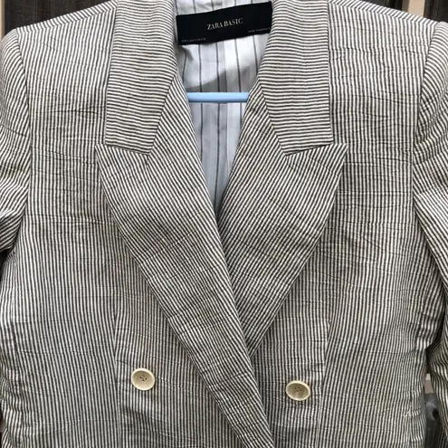 ZARA  stripe blazer double breasted detail button blazer S