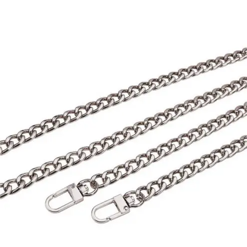 DIY Iron Flat Chain Strap Handbag Chains Accessories Purse Straps Shoulder Cross Body Replacement Straps with Metal Buckles for (Silver) Silver - Image 3