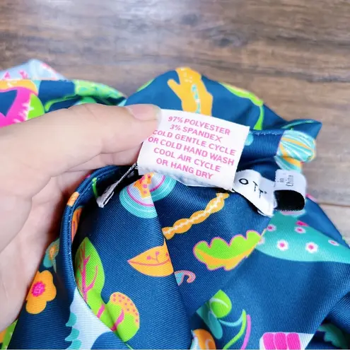 Gretchen Scott • Side Tie Dress mini shift sleeveless Animal Kingdom print navy