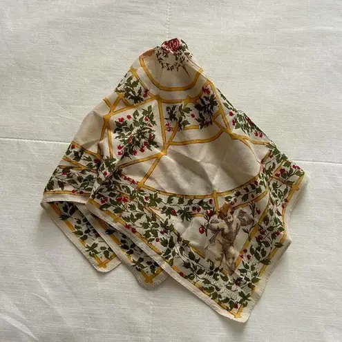 Tan Cherub Angel Floral Print Bandana