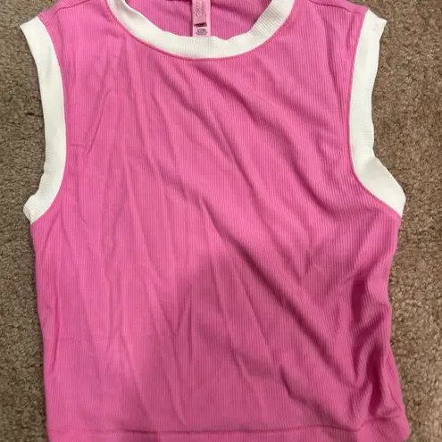 SKIMS Women Hot Pink Soft Lounge Ribbed Set Drawstring Pants and Tank in Blush