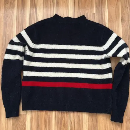 ZARA Striped Black and White Sweater with Red Accent