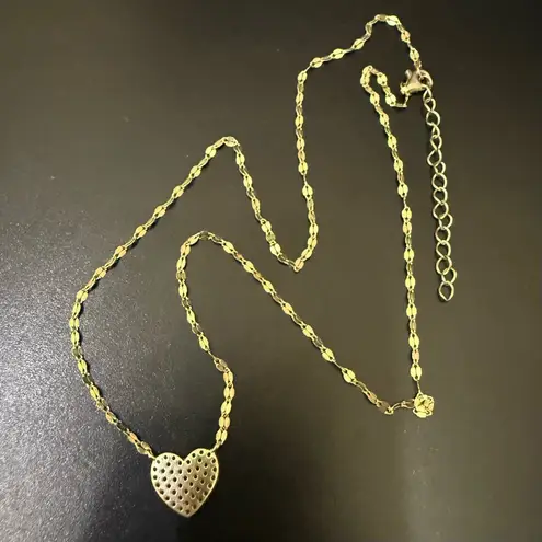 925 Gold Over Silver Vermeil Pave Heart Pendant Twisted Chain Necklace 2.2g.
