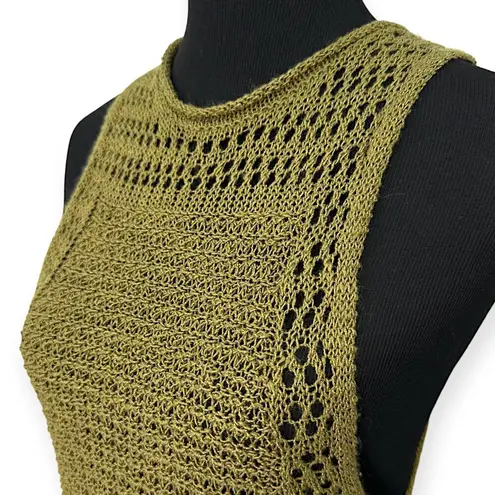 Elizabeth and James | S | Olive Cord Pointelle Knit High Slit Long Sweater Tank