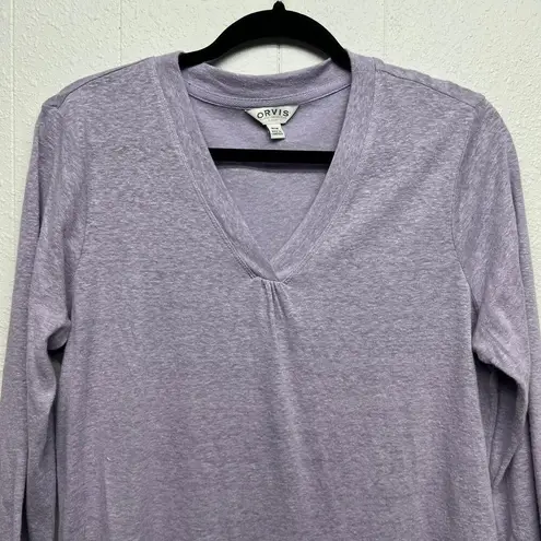 Orvis Linen Blend Lavender Womens Top Medium Beachy Coastal Nautical Girly Chic