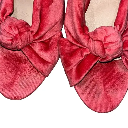 Loeffler Randall Coco Pink Knotted Velvet Block Heel Slides Mules Sandals 9.5