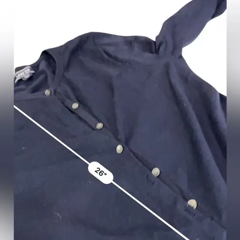 Lands' End  Classic Navy blue Cotton blend Cardigan Sweater Size Medium TALL