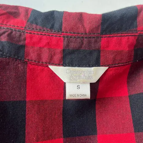 Christopher & Banks  Buffalo Plaid Cropped Womens Blazer Size Small Red Black