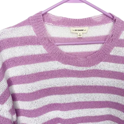 ee:some  Women's Pink purple White Stripe Distressed Sweater small NWOT