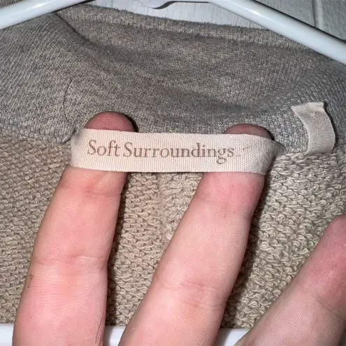 Soft Surroundings Women's Plus Size Beige Oversized Jacket 3/4 Sleeve Mid-Length Spring