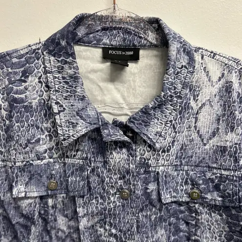 Focus 2000 Blue Snake Print Jean Jacket Size 14