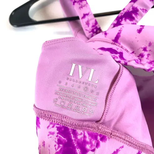 IVL Collective Athletic Sports Bra Crop Top Purple Tie Dye Size 8