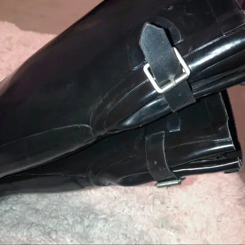 Shoes8teen Rubber Black Buckle Rain Boots Size 6