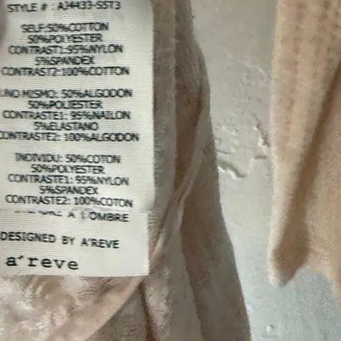 A’Reve Beige Open Knit Lace Hem Cardigan Boho Cottagecore Ruffle Coquette Size M Size M