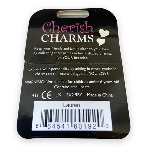 Cherish Charms LAUREN Name Bracelet Charm NEW NWT Silvertone Silver Tone