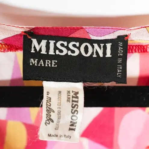 Missoni Mare Made In Italy Vintage Geometric Print Pattern Cotton Tunic Blouse S