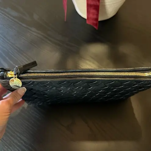 Clare V Puffy Flat Woven Clutch Black