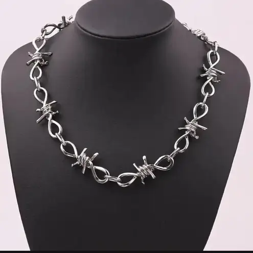 Silver Barb Wire Chain Necklace