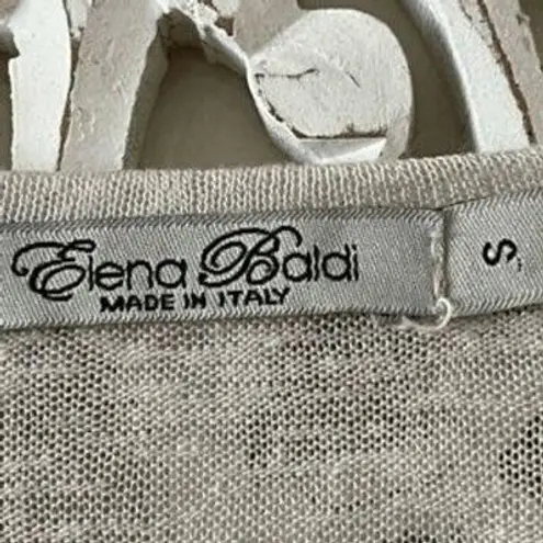 B2 Elena Baldi Women's Beige Lace Trim Duster Cardigan Italian Made Size S Tan