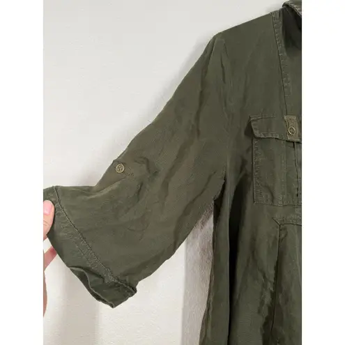 Chelsea & Theodore Green Lagenlook Midi Dress Sz XL Shapeless Oversized Scandi