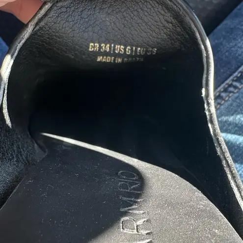 Farm Rio New Beaded Sunshine Black Leather Flat Mules with dust bag Size 6