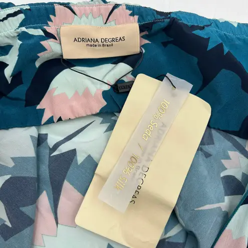 Adriana Degreas Silk Blue Floral Strapless Dress