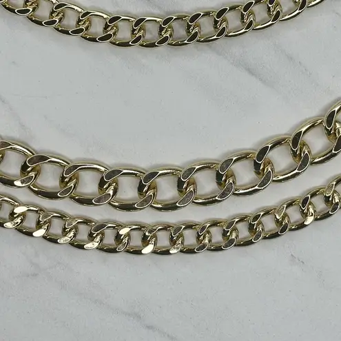 Chunky Draped Gold Tone Chain Link Belt Adjustable Y2K One Size OS ✨
