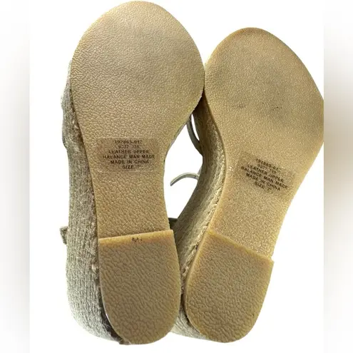 Colin Stuart Natural Espadrille Wedge Heel Sandals Strappy Size 7.5 Beige