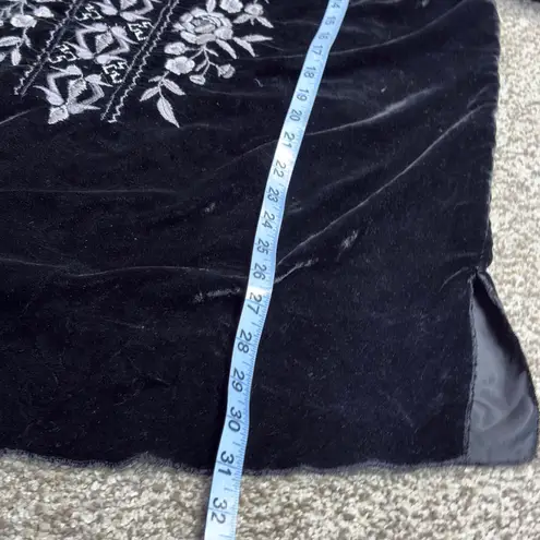 Kyla Seo Maci Blouse Top Black Velvet Embroidered Tassel Boho M Peasant NWT Size M