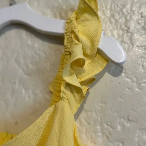 And Now This Ruffled Side‎ Elegant Yellow Midi Dress with Front Slit Medium