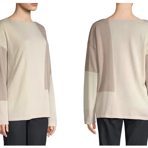 Lafayette Color block sweater silk wool blend :Box H: Tan